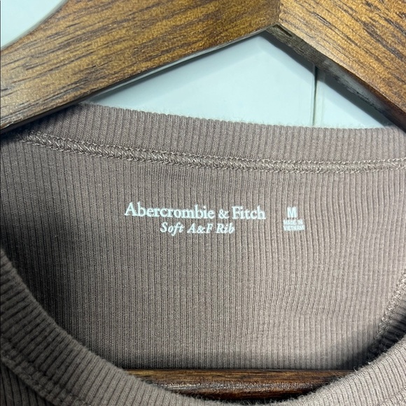 Abercrombie & Fitch Brown Crop Tank Ribbed High Neck Y2K Medium - Picture 3 of 6